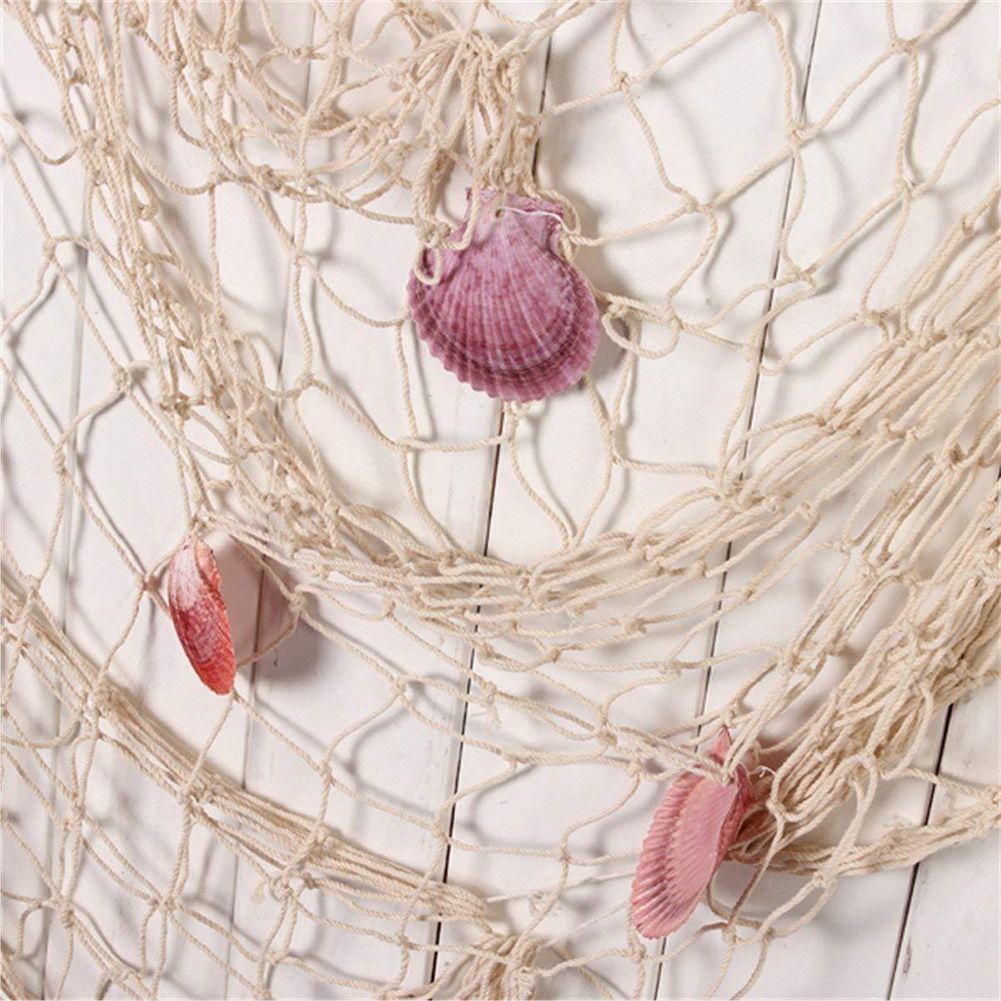 Mediterranean Style Fish Net with Shells Decoration Retro Photography Props Fish Net Wall Decor