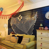 Mediterranean Style Fish Net with Shells Decoration Retro Photography Props Fish Net Wall Decor