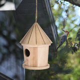 Wooden Bird Nest Hanging Bird House Natural Wooden Bird Cage Resting Place for Birds - Rear View