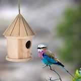 Wooden Bird Nest Hanging Bird House Natural Wooden Bird Cage Resting Place for Birds - Close-Up Angle