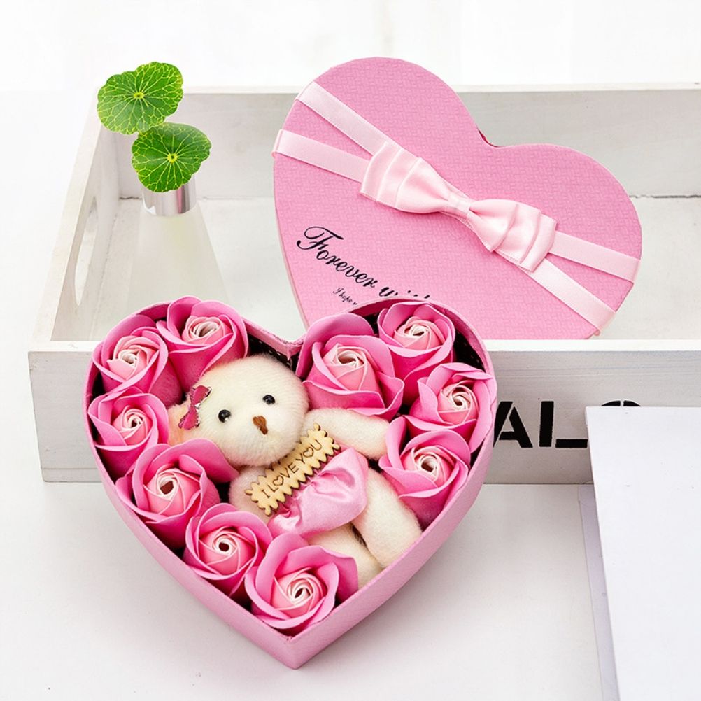 10 Pcs Scented Soap Flower Gift Rose Box Bouquet Festival Gift for Anniversary Birthday Wedding