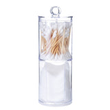 2 in 1 Clear Cotton Pads Cotton Swab Storage Holder Box Transparent Cosmetic Makeup Organizer Case