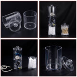 2 in 1 Clear Cotton Pads Cotton Swab Storage Holder Box Transparent Cosmetic Makeup Organizer Case - Top-Down View