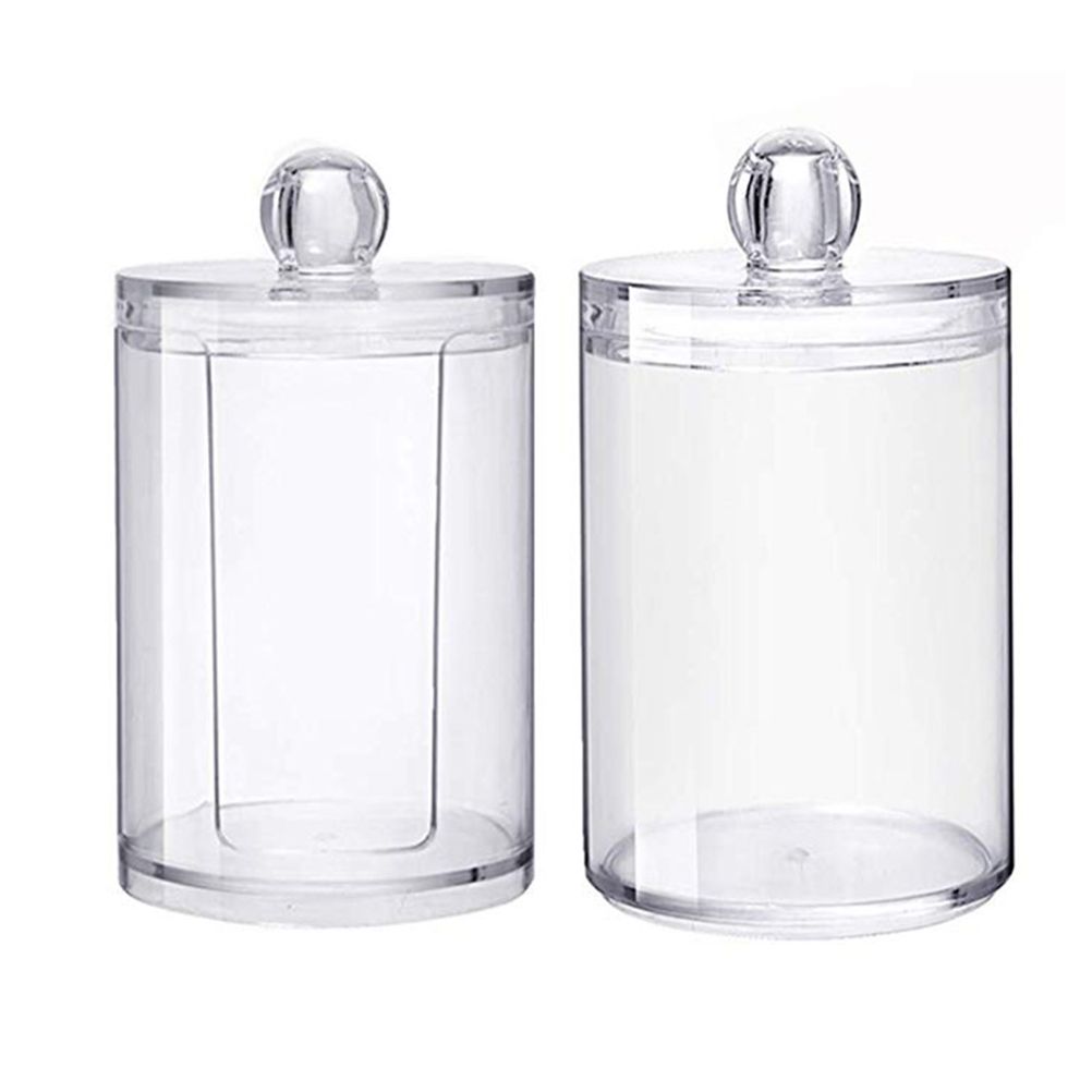 2 in 1 Clear Cotton Pads Cotton Swab Storage Holder Box Transparent Cosmetic Makeup Organizer Case