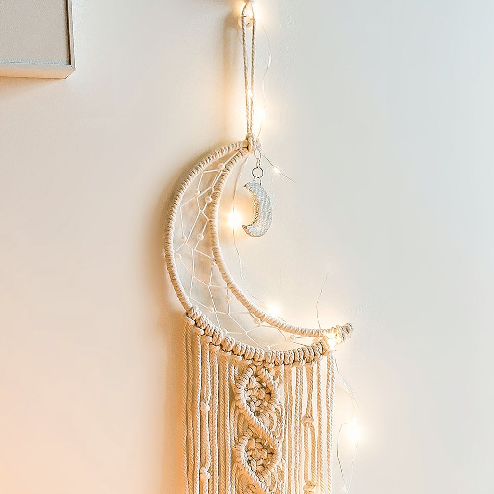 Moon Shaped Dream Catcher Cotton Rope Woven Ornaments Woven Wall Art