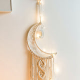 Moon Shaped Dream Catcher Cotton Rope Woven Ornaments Woven Wall Art - Top-Down View