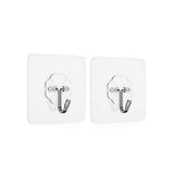 2Pcs Kitchen Seamless Viscose Hook Bathroom Transparent Wall Hangers Adhesive Hook Wall Door Hanging Nailless Hooks