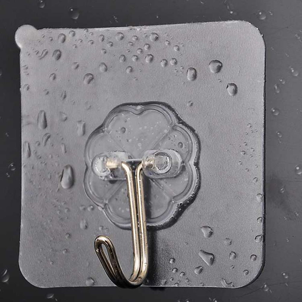 2Pcs Kitchen Seamless Viscose Hook Bathroom Transparent Wall Hangers Adhesive Hook Wall Door Hanging Nailless Hooks