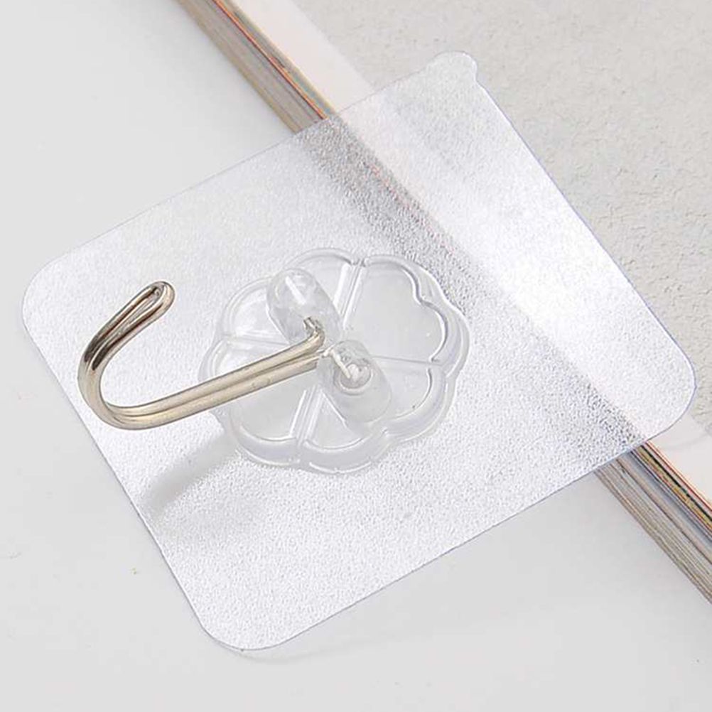 2Pcs Kitchen Seamless Viscose Hook Bathroom Transparent Wall Hangers Adhesive Hook Wall Door Hanging Nailless Hooks