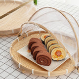 Bamboo Food Serving Tent Natural Handcraft Tray Mesh Food Storage Basket Meal Table Serve Cover
