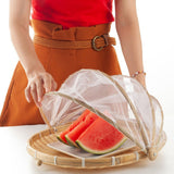 Bamboo Food Serving Tent Natural Handcraft Tray Mesh Food Storage Basket Meal Table Serve Cover - Rear View