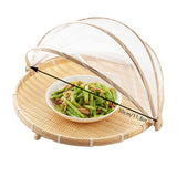 Bamboo Food Serving Tent Natural Handcraft Tray Mesh Food Storage Basket Meal Table Serve Cover - Low Angle