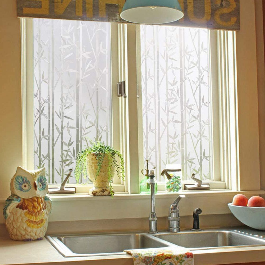 Bamboo Window Film Stained Glass Film Frosted Window Decal Decorative Window Cling No Glue Removable Window Stickers