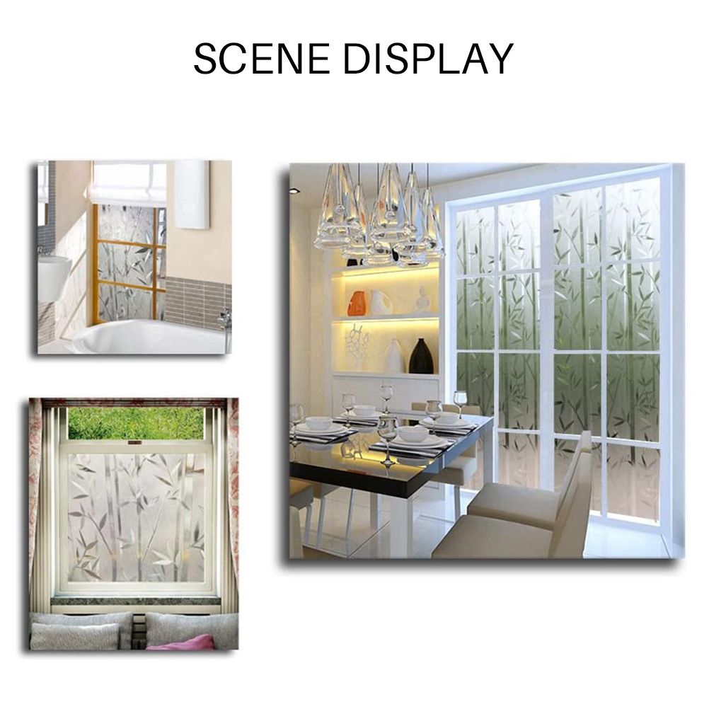 Bamboo Window Film Stained Glass Film Frosted Window Decal Decorative Window Cling No Glue Removable Window Stickers