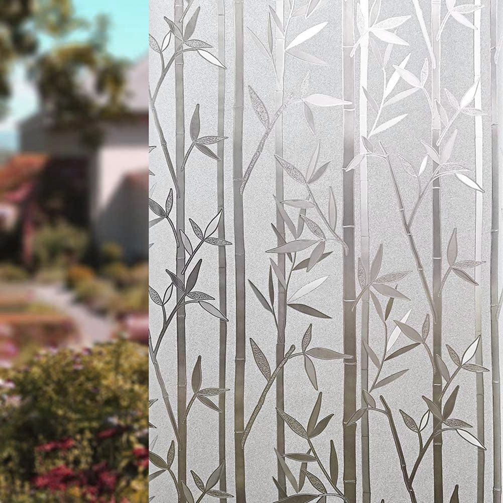 Bamboo Window Film Stained Glass Film Frosted Window Decal Decorative Window Cling No Glue Removable Window Stickers