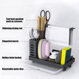 Kitchen Sink Caddy Organizer 304 Stainless Steel Sponge Soap Brushes Dispenser Holder with Rag Rack Suction Cups Dishcloth Holder with Drain Pan
