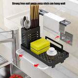 Kitchen Sink Caddy Organizer 304 Stainless Steel Sponge Soap Brushes Dispenser Holder with Rag Rack Suction Cups Dishcloth Holder with Drain Pan