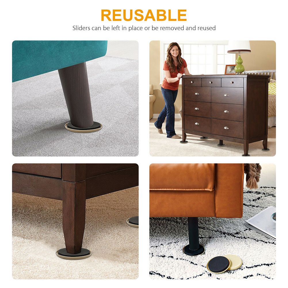 16Pcs 3.5 inch Round Carpet Furniture Sliders for Carpeted and Hard Floor Surface