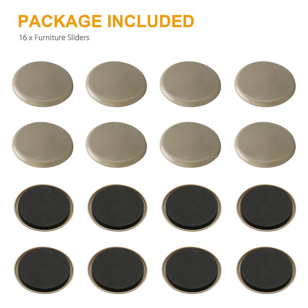 16Pcs 3.5 inch Round Carpet Furniture Sliders for Carpeted and Hard Floor Surface