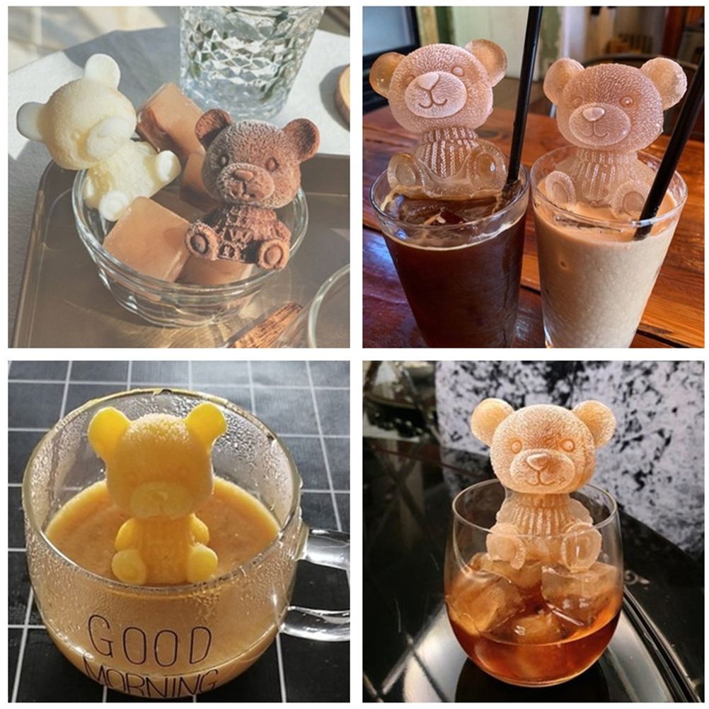 3D Teddy Bear Fondant Mold Silicone Animal Mold Soap Candle Mold Ice Cube for Coffee Milk Tea Candy Gummy Fondant Cake Baking Cupcake Topper Decoration