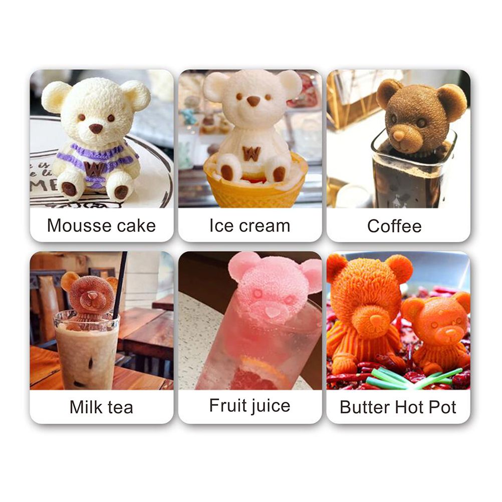 3D Teddy Bear Fondant Mold Silicone Animal Mold Soap Candle Mold Ice Cube for Coffee Milk Tea Candy Gummy Fondant Cake Baking Cupcake Topper Decoration