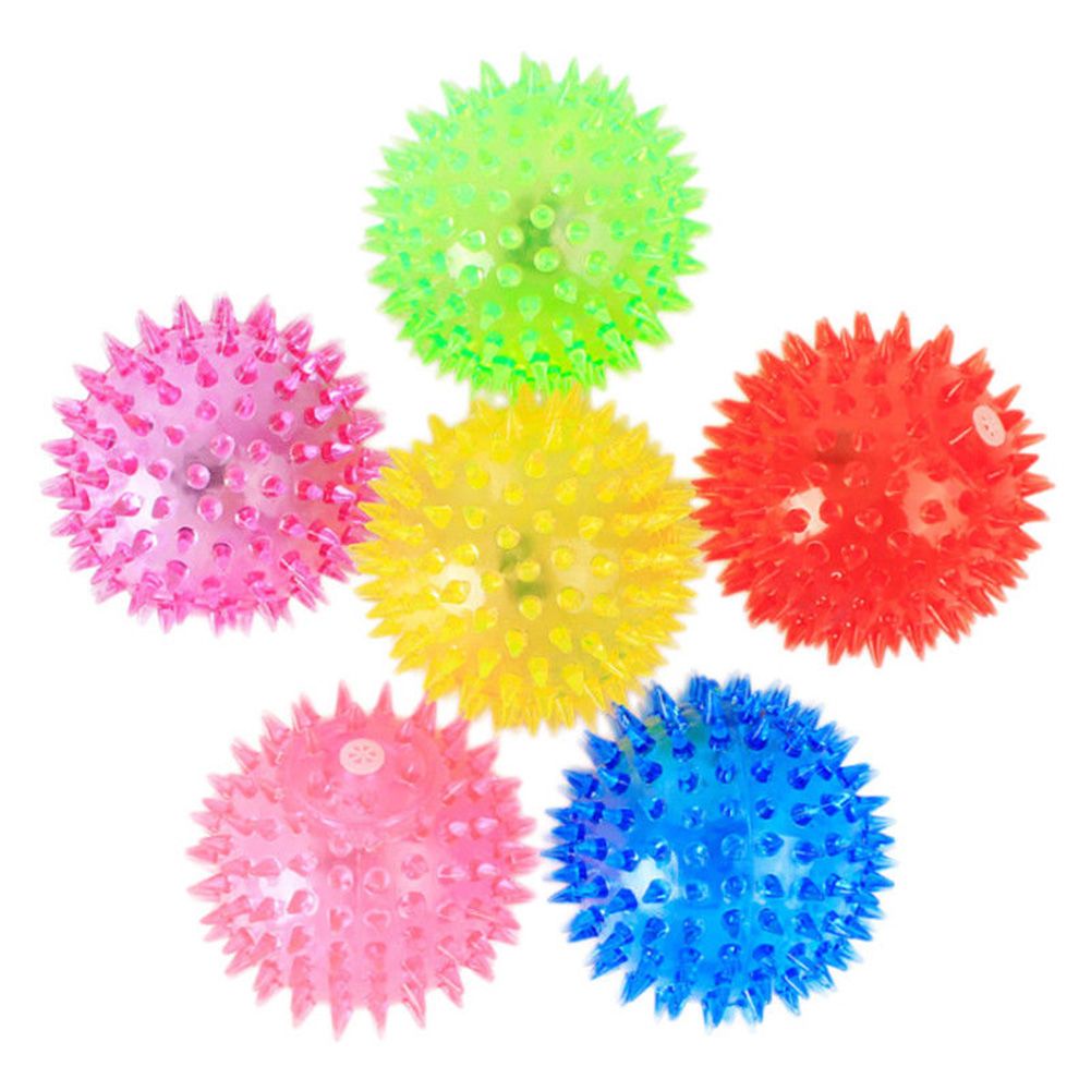 PVC Pet Dog Puppy LED Ball Light Up Flashing Play Toy Chasing Bounce Spiky Ball