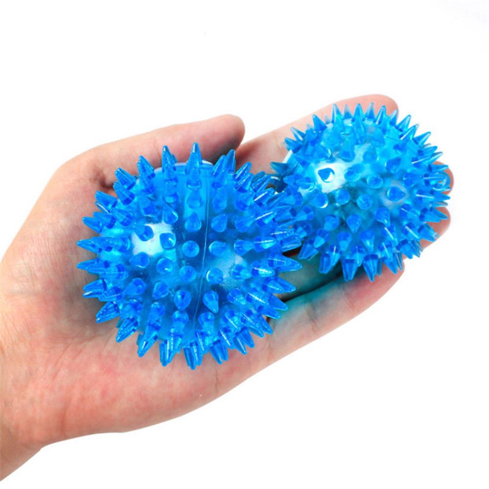 PVC Pet Dog Puppy LED Ball Light Up Flashing Play Toy Chasing Bounce Spiky Ball