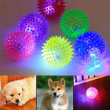 PVC Pet Dog Puppy LED Ball Light Up Flashing Play Toy Chasing Bounce Spiky Ball