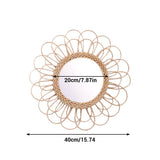 40cm Hanging Mirror Rattan Sunflower Circular Wall Mirror Decor Boho Wicker Dressing Makeup Mirrors