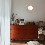 40cm Hanging Mirror Rattan Sunflower Circular Wall Mirror Decor Boho Wicker Dressing Makeup Mirrors