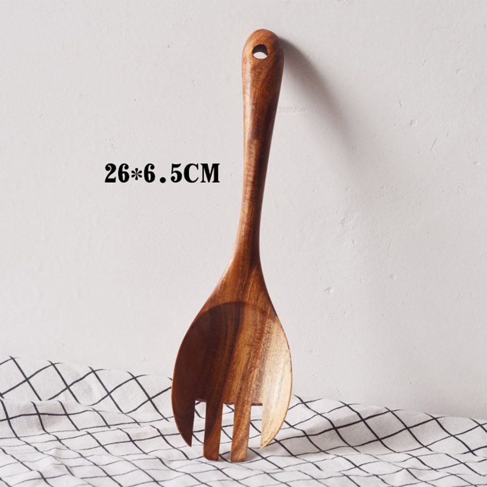 2Pcs/Set Wooden Salad Servers Salad Spoon and Fork Set Cooking Utensils
