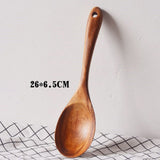 2Pcs/Set Wooden Salad Servers Salad Spoon and Fork Set Cooking Utensils - Side View
