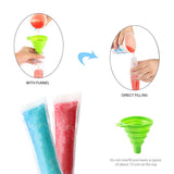 100pcs/Pack Plastic Sicles Freezer Bags Ice Cream Making Mould DIY Yogurt Summer Drinks with Funnel