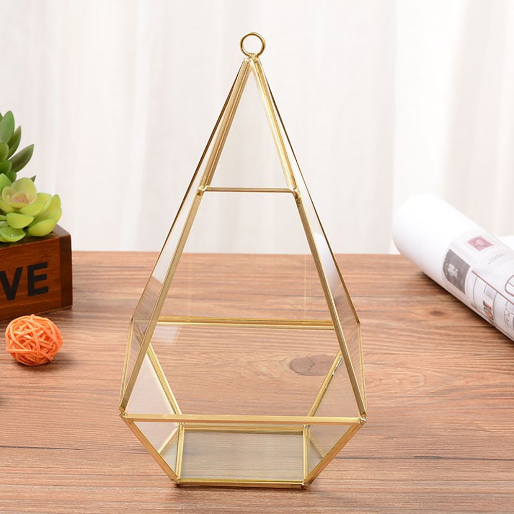Geometric Transparent Glass Flower Room Glass Ring Box Wedding Ring Jewelry Box Home Decor