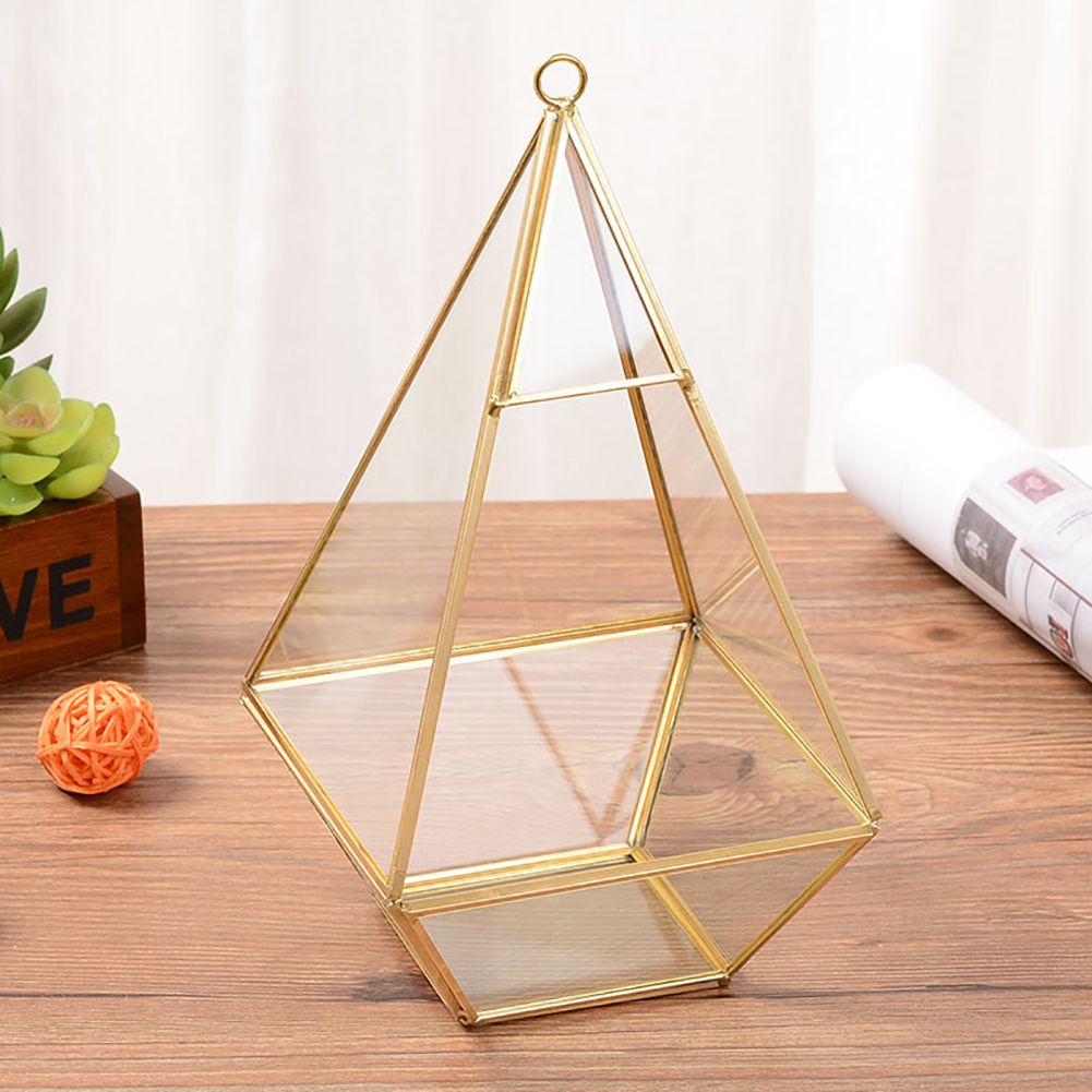 Geometric Transparent Glass Flower Room Glass Ring Box Wedding Ring Jewelry Box Home Decor