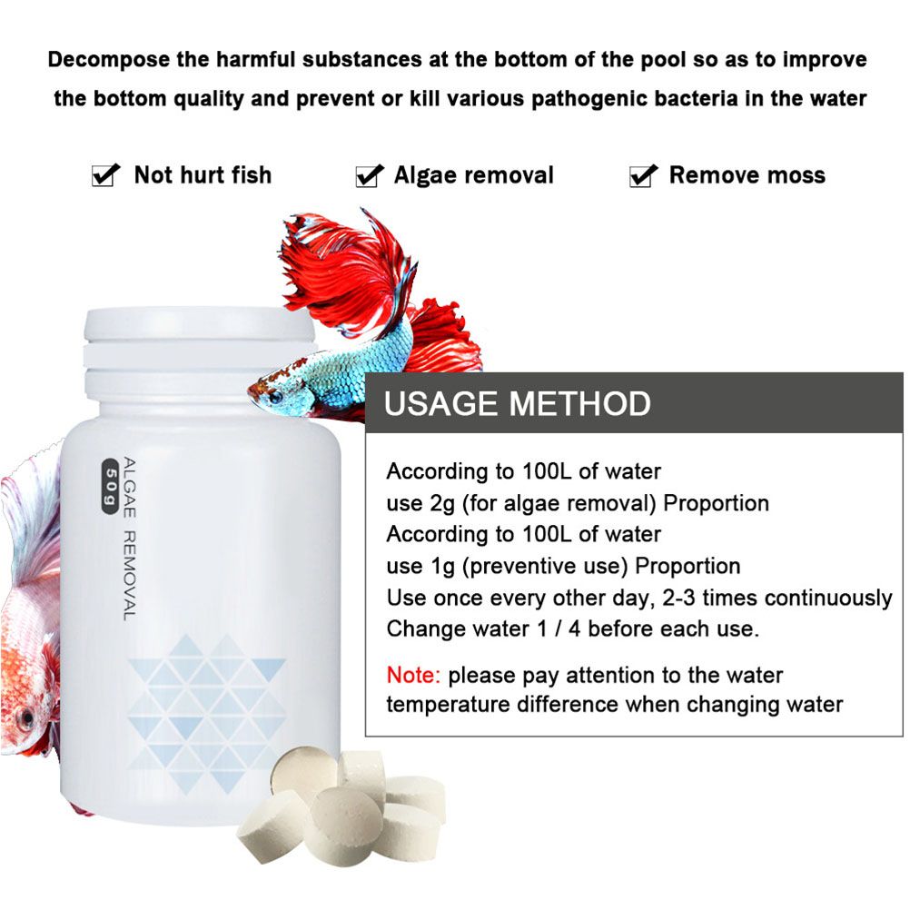 Fish Tank Cleaning Powder Algae Repellent Agent Tank Moss Remover Aquarium Fish Tank Pond Cleaner