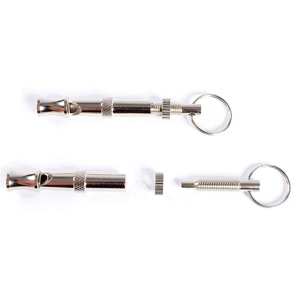 Portable Pet Dog Whistle Keychain Two Tone Ultrasonic Flute Stop Barking Sound Repeller Dog Training Whistle