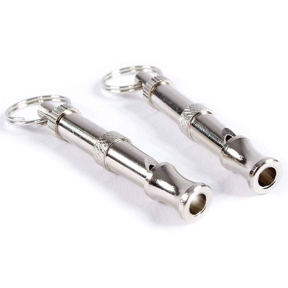 Portable Pet Dog Whistle Keychain Two Tone Ultrasonic Flute Stop Barking Sound Repeller Dog Training Whistle