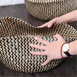 Nordic Foldable Seagrass Storage Basket Patchwork Seagrass Garden Flower Pot Planter Laundry Basket - Side View