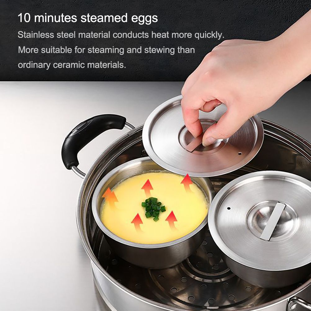 Stainless Steel Steaming Egg Bowls With Lid Anti Scald Food Mixing Bowl DIY Cake Bread Mixer Kitchen Utensil Bowl