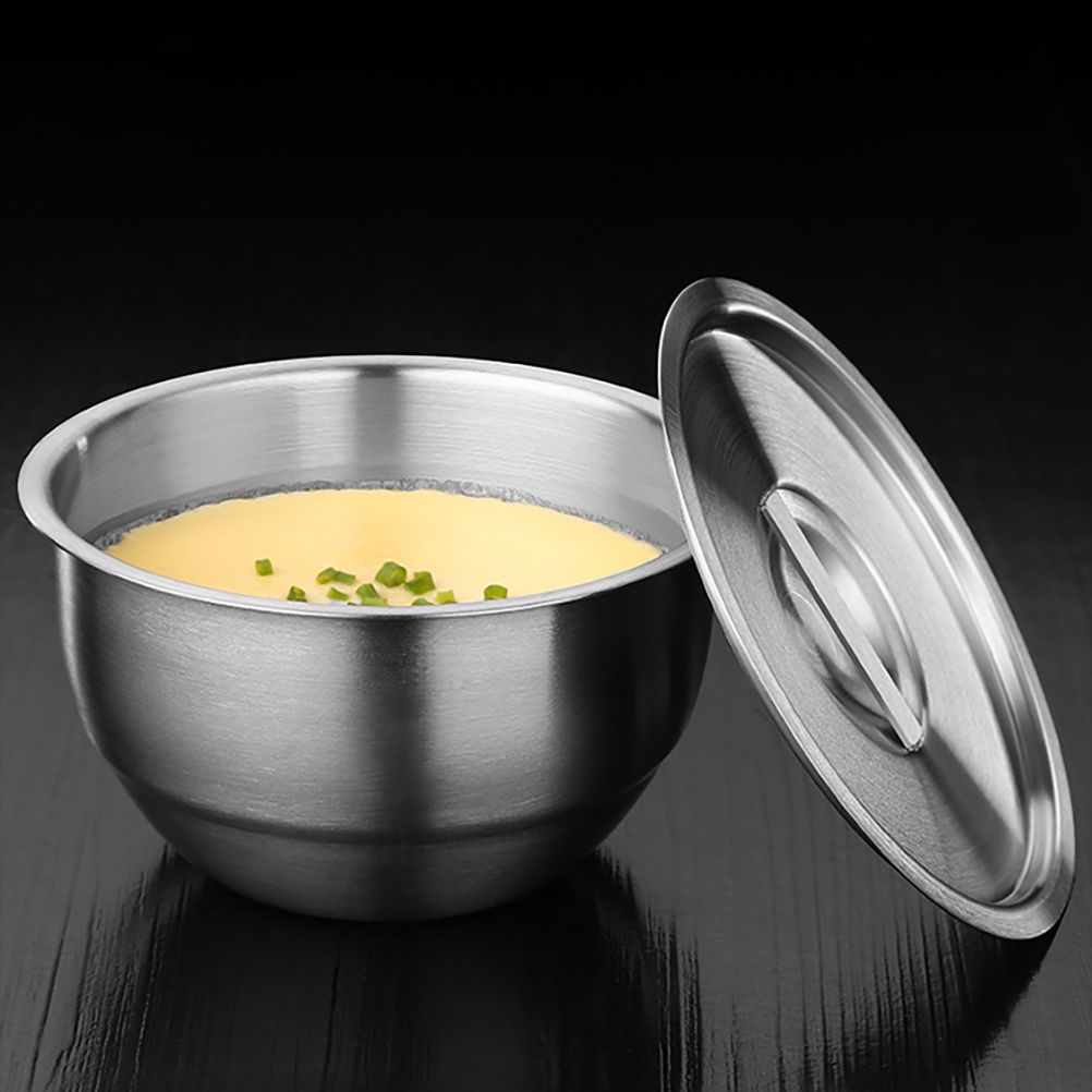 Stainless Steel Steaming Egg Bowls With Lid Anti Scald Food Mixing Bowl DIY Cake Bread Mixer Kitchen Utensil Bowl