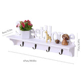 Sweet Home Wooden Wall Mounted Coat Hook Wall Hook with Shelf Keyboard and Four Hooks Home Decor