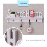 Sweet Home Wooden Wall Mounted Coat Hook Wall Hook with Shelf Keyboard and Four Hooks Home Decor