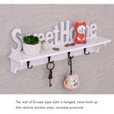 Sweet Home Wooden Wall Mounted Coat Hook Wall Hook with Shelf Keyboard and Four Hooks Home Decor