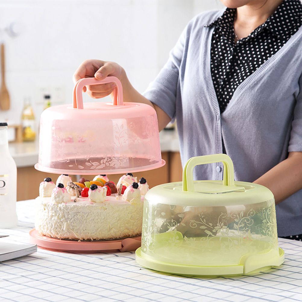 Portable Cupcake Carrier Food Preservation Boxwith Handle Transparent Cake Box