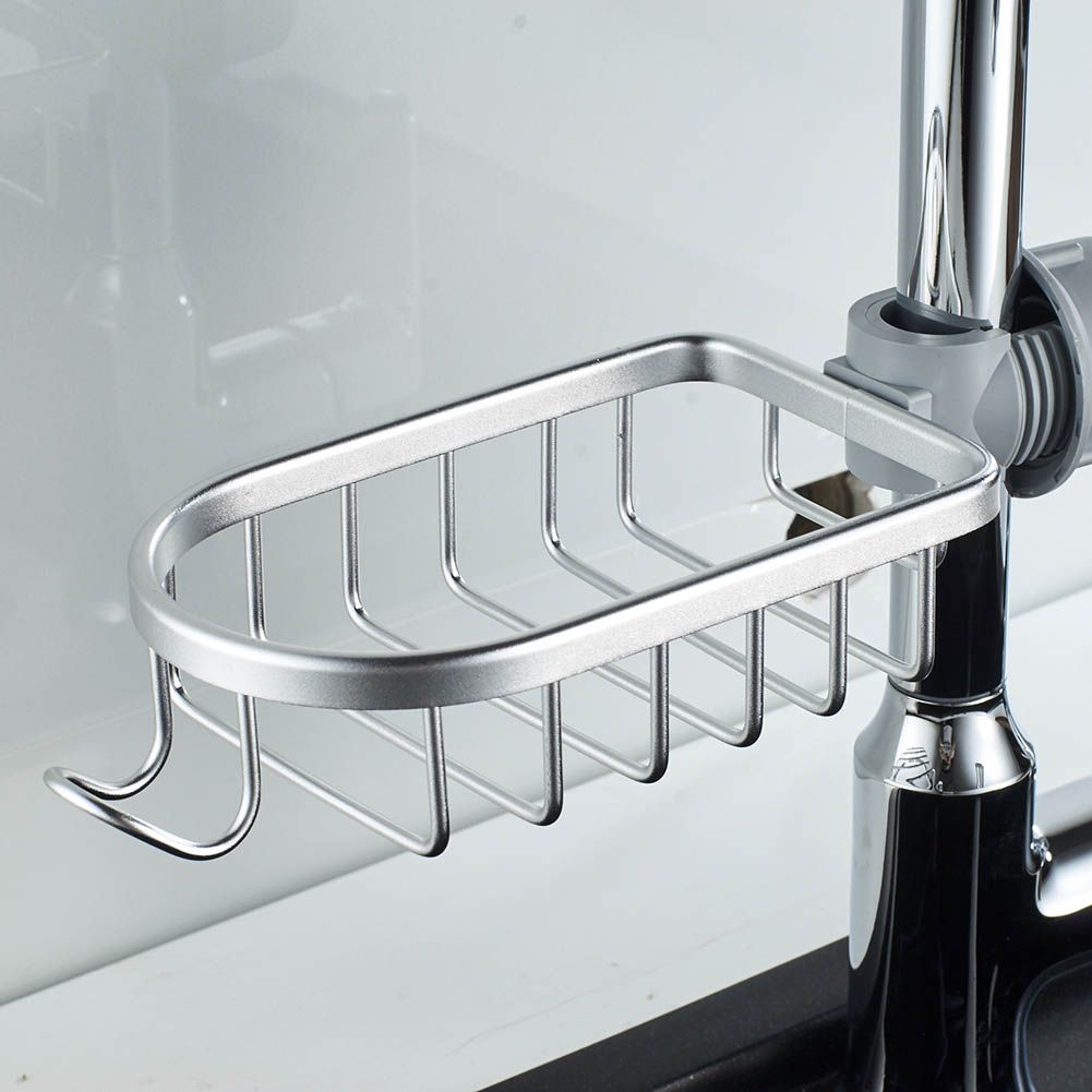 Kitchen Faucet Sponge Holder Stainless Steel Kitchen Sink Caddy Basket Organizer Bathroom Shower Faucet Storage Rack