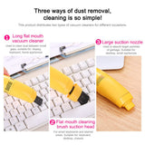USB Mini Computer Keyboard Vacuum Cleaner PC Laptop Brush Dust Cleaning Kit - Low Angle