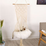 Macrame Cat Hammock Hanging Woven Cat Bed Macrame Wall Decoration - Top-Down View