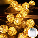 20LED Rattan Ball String Lights Romantic Decorative Fairy Light for Outdoor Indoor