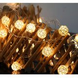 20LED Rattan Ball String Lights Romantic Decorative Fairy Light for Outdoor Indoor - Side View